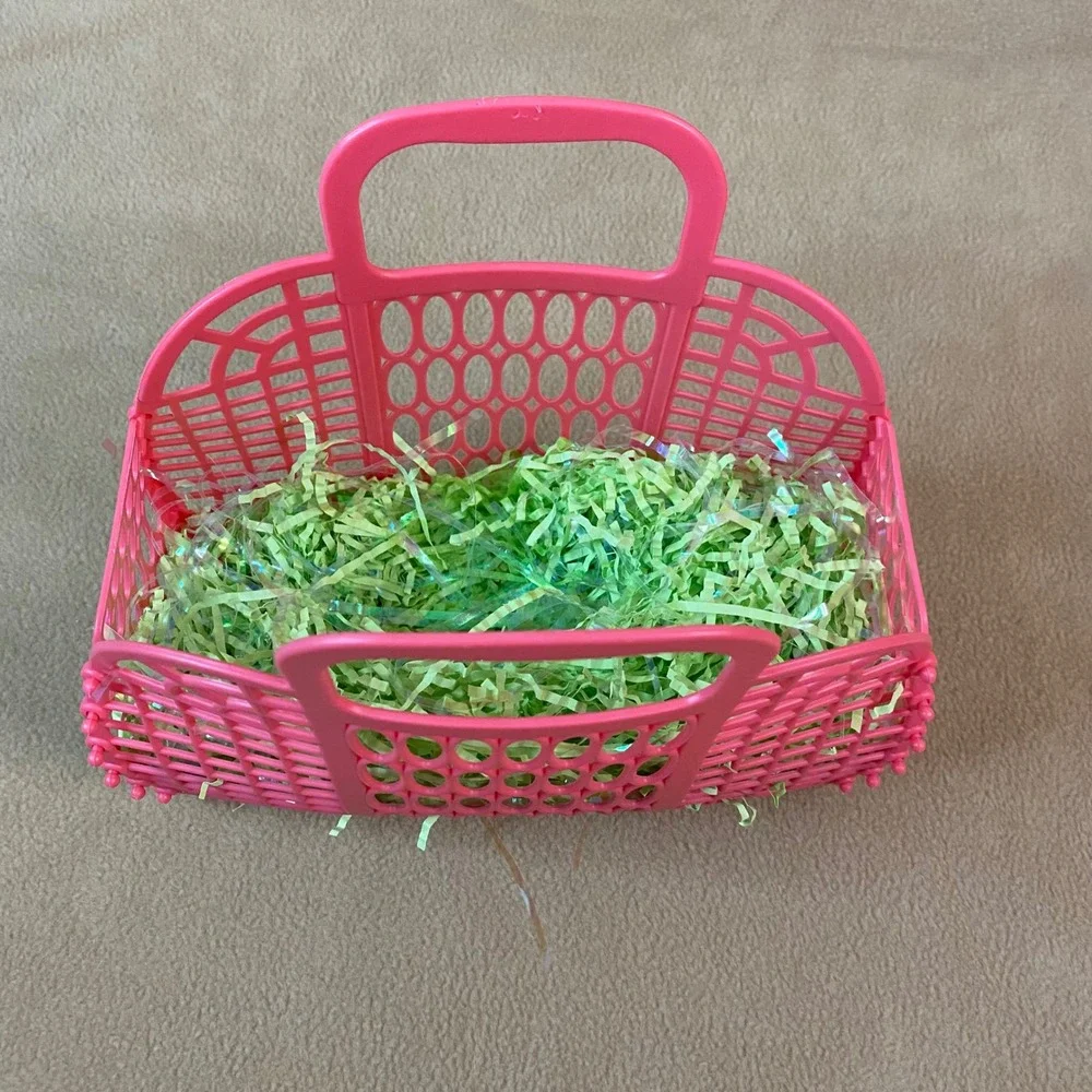 Retro Jelly‎ Bag Kids Purse Tote Pink Mini Handbag Easter Basket Beach Pool EUC
